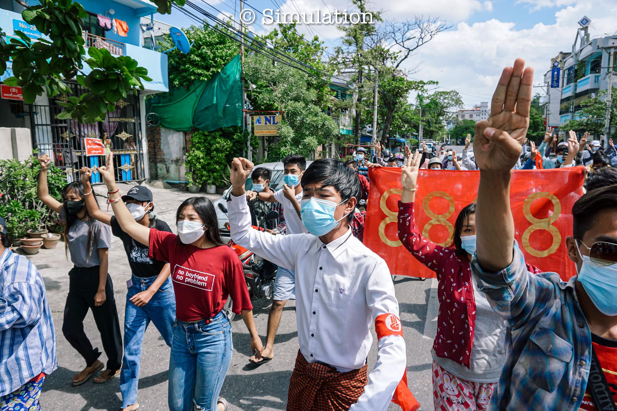 Protesters march in Mandalay in August 2021 to mark the 33rd anniversary of the 1988 uprising (Supplied)